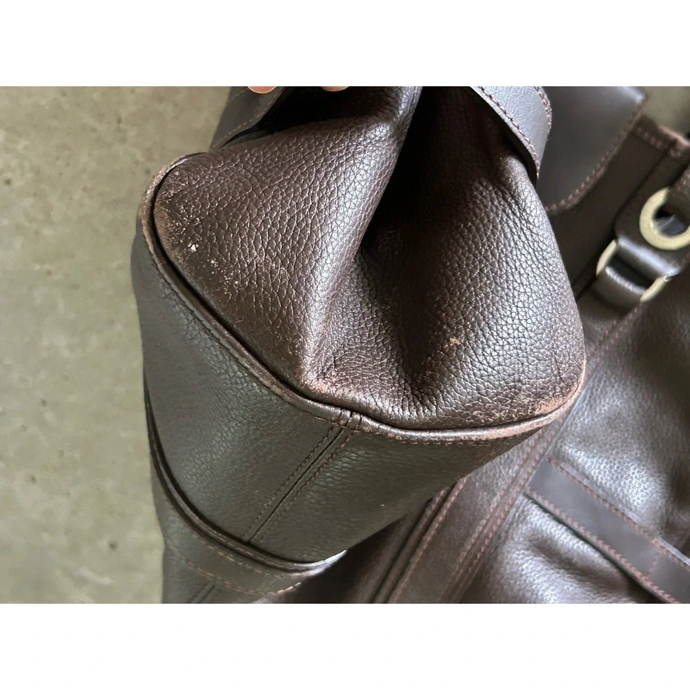 Longchamp‎ Leather Tote Pebbled Leather Luxury Bag GUC Brown